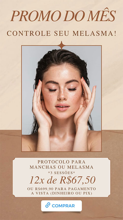 Protocolo para Manchas ou Melasma (3 sessões) por R$ 699,90